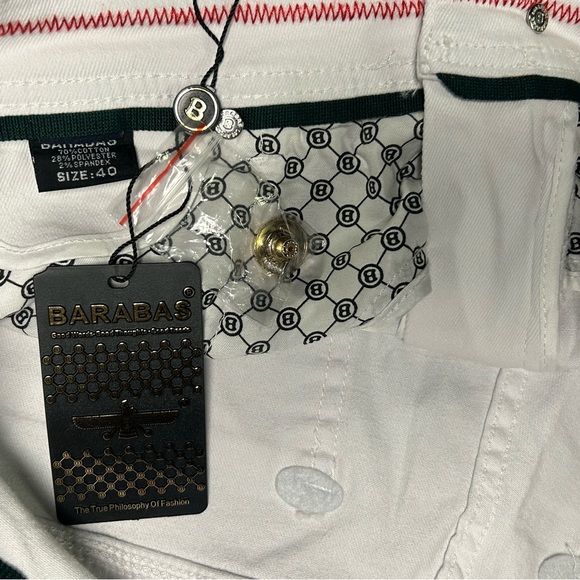 Barabas Jeans Mens 40 White Sparkly Glittery Gold Chain Stretch Denim 40x32  NEW - Picture 5 of 12